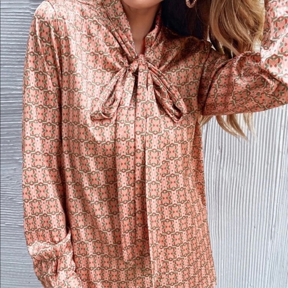 Office Style Neck Tie Blouse - Picture 7 of 7